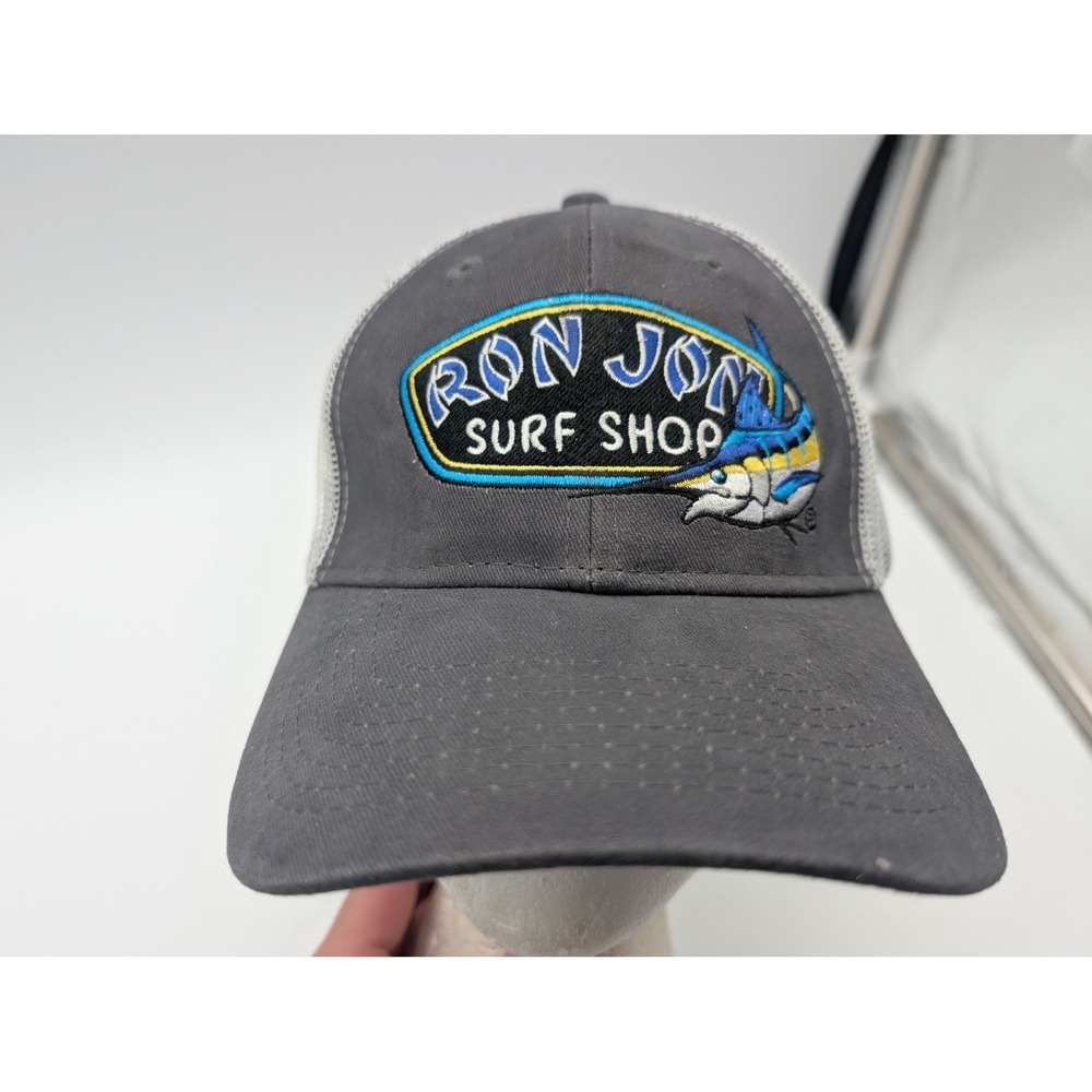 Ron Jon Surf Shop Trucker Hat Gray White Mesh Marlin Snapback Cap
